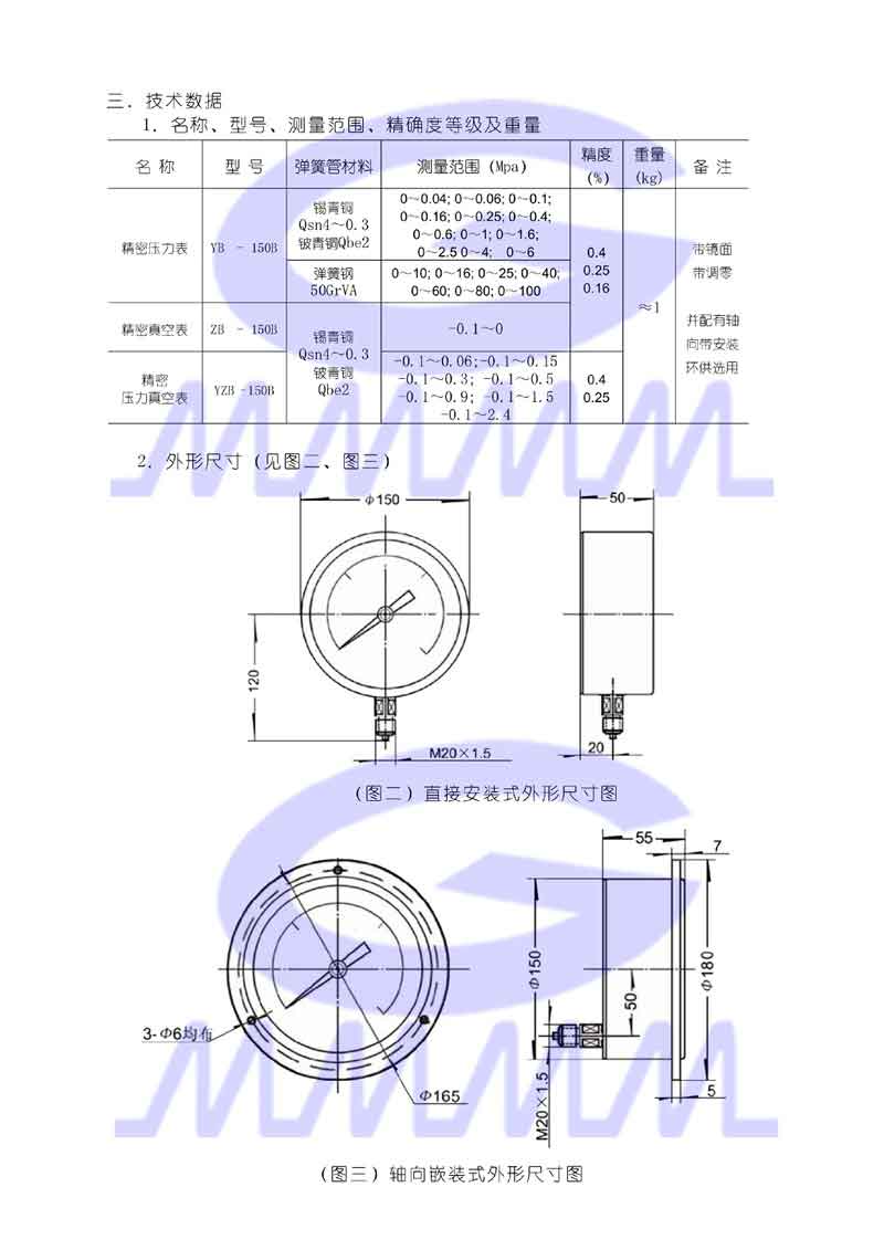 精密壓力表說明書