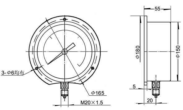 后帶邊精密壓力表