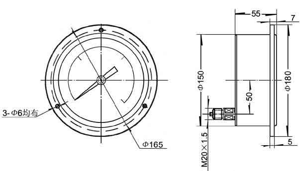 前帶邊精密壓力表